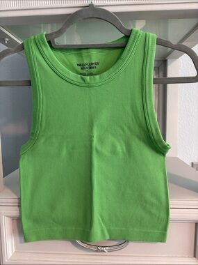 Wallflower Lime Green Ribbed Crop Tank